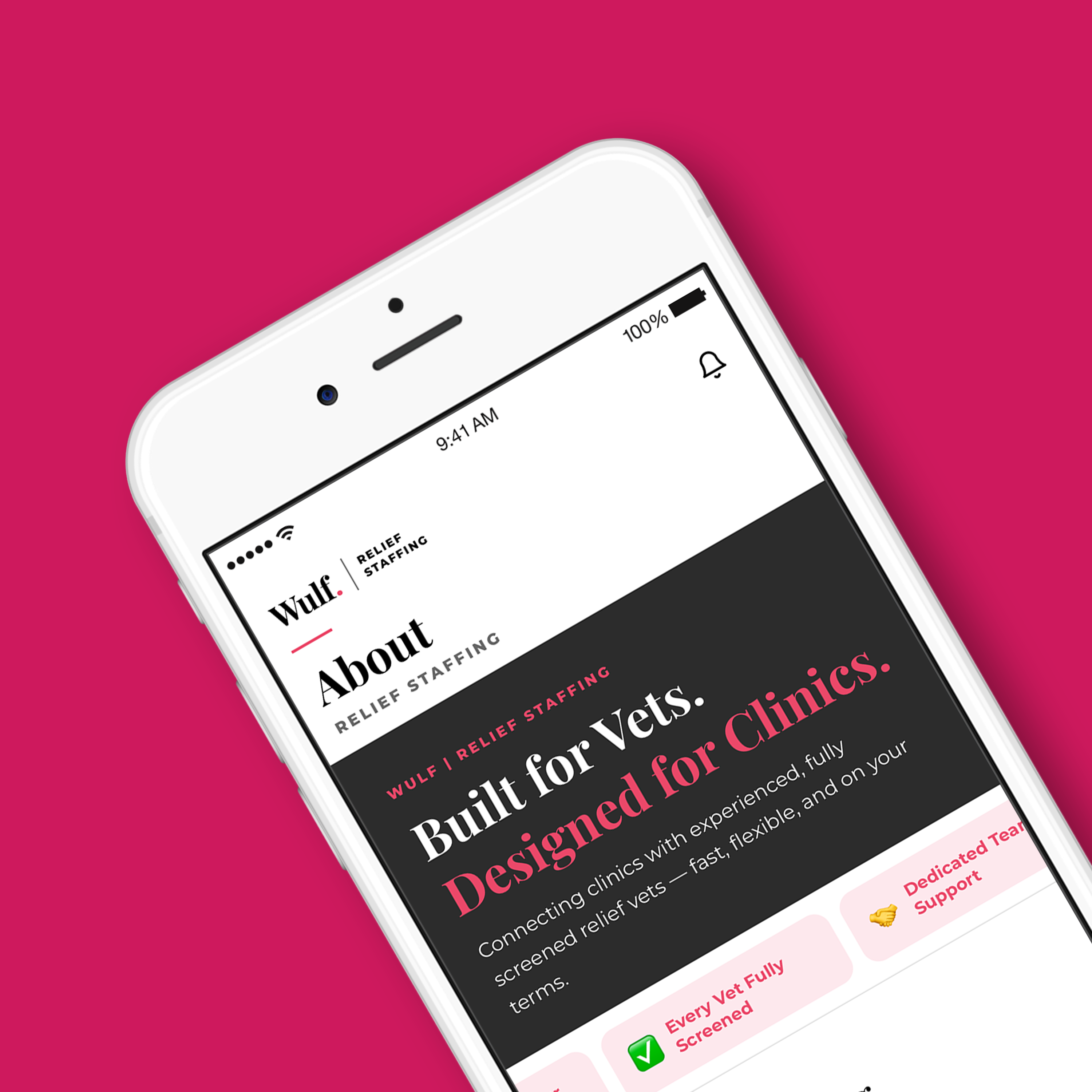 Wulf Relief Staffing app screen